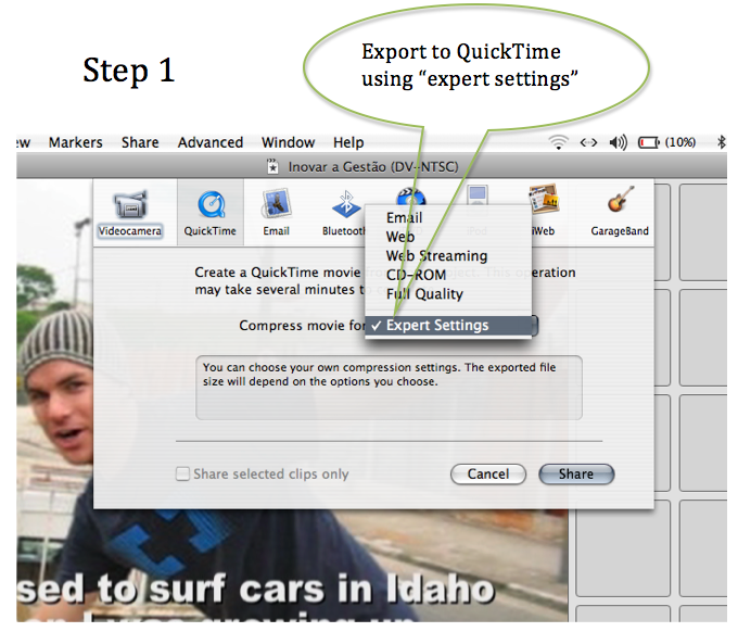 Adding your iMovie to facebook in good quality
