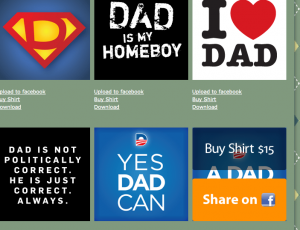 screenshot of Dadtastic.net To celebrate Father's Day on facebook: simply click "Share on Facebook" and then tag your dad in your new photo.